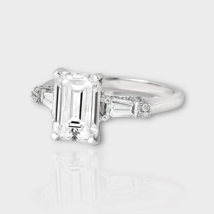 Ingen mindstepris - Ring - 14 karat Hvidguld -  3.84ct. tw. Diamant (Laboratoriedyrket) - Diamant - IGI 3.09 CT Ideal E VS1