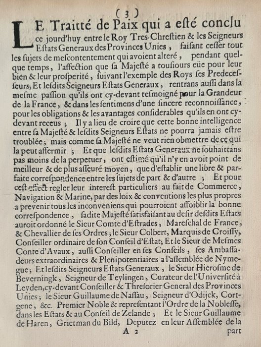 Traitté de commerce, navigation..entre les ambassadeurs  Estats Généraux des Provinces Unies du - 1678