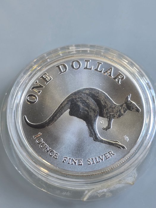 Australien. 1 Dollar 1993 Kookaburra + Kangaroo, 2x1 Oz (.999)  (Ingen mindstepris)