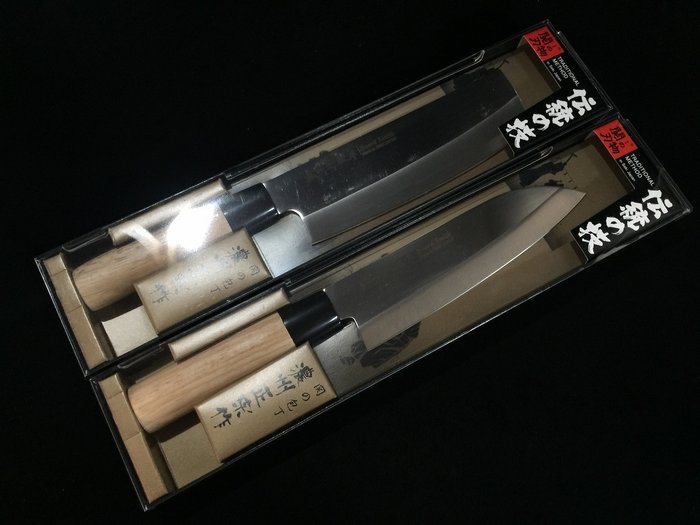 正宗 MASAMUNE / Set of 2 / 三得 SANTOKU 菜切 NAKIRI - Bordkniv (2) - Japansk køkkenkniv - Stål, Træ