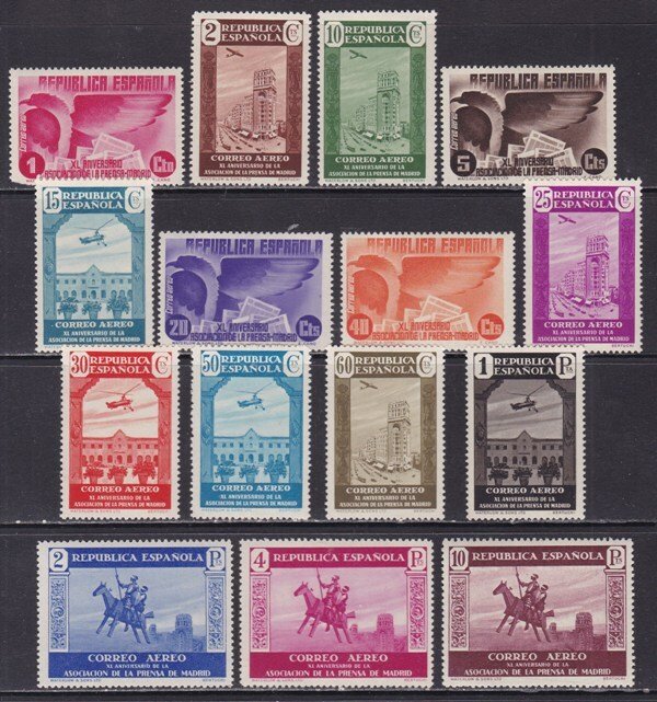 Spanien  - Presseforbund - Mail  Air - Edifil 695/710, 711/725