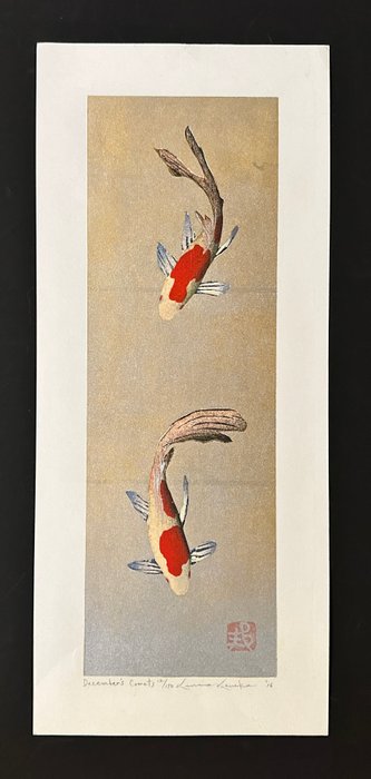 "December's Comets" Fortune Carp Koi fish - Limited editon 12/150 - Gold/Silver effect - Kunio Kaneko (b 1949) - Japan