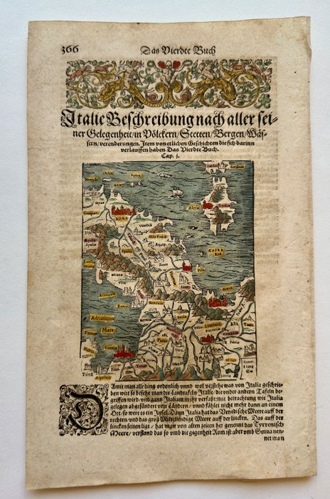 Italien - Mellem Italien Korsika; Sebastian Münster - Italie Beschreibung nach aller seiner Gelegenheit/ in Völckern/ Stetten/ Bergen/ Wässern/ - 1561-1580