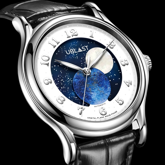 Ublast - " NO RESERVE PRICE " Orbital Plane - Automatic Moon Phase - REF.UBORPL42WHBU - Ingen mindstepris - Limited Edition - Mænd - Ny