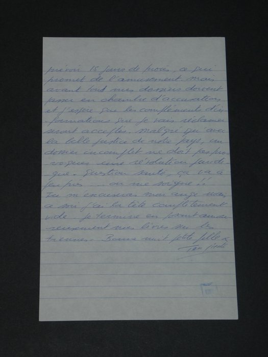 Jacques Mesrine - [15 jours de procès, ce qui promet de l'amusement] - Lettre autographe signée à Jeanne Schneider, pendant son incarcération - 1976