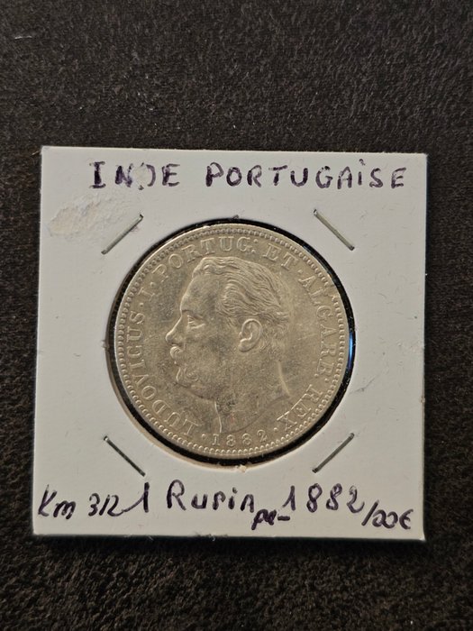 Portugisisk Indien. D. Luis I-Republica. 1 Rupia 1882/1912 (2 coins)  (Ingen mindstepris)