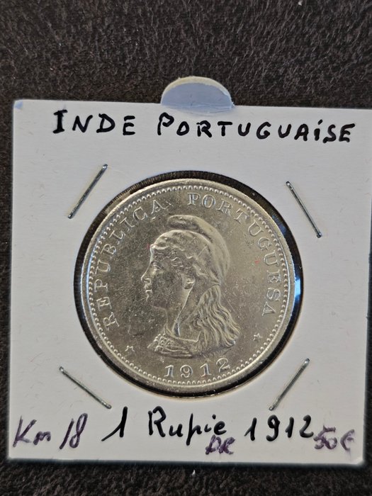 Portugisisk Indien. D. Luis I-Republica. 1 Rupia 1882/1912 (2 coins)  (Ingen mindstepris)