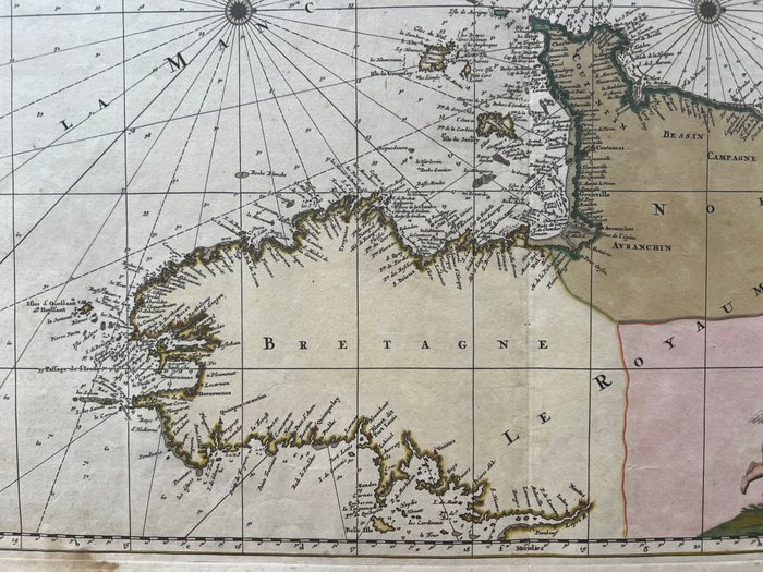 Europa - U.K. / Frankrig / Kort over Den Engelske Kanal mellem Normandiet / Kent / Sussex / Cornwall /; Visscher - Manica , Gallis la manche , et Belgis het Canaal pars Oceani - 1661-1680