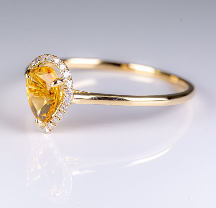 Ingen mindstepris - Ring - 14 karat Gulguld -  0.51ct. tw. Citrin - Diamant