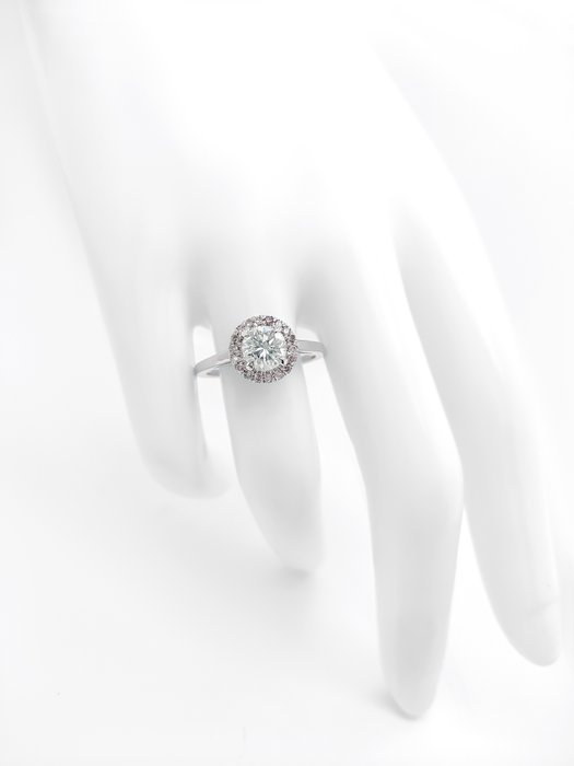 Ring - 14 karat Hvidguld -  1.21ct. tw. Diamant (Natur)