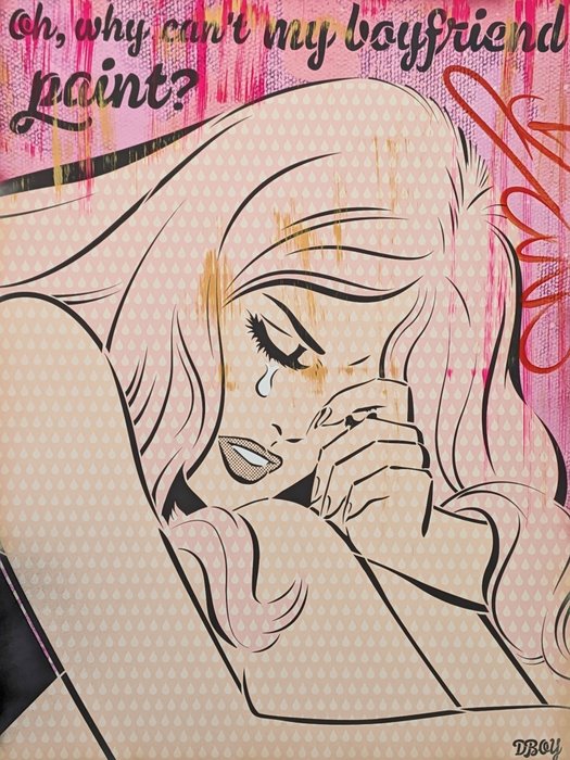 Dillon Boy (1979) - Hot Pink Graffiti Girl I love Banksy vs My Boyfriend Can't Paint x No Reserve