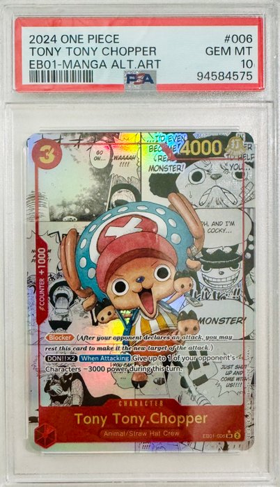 Bandai Graded card - One Piece - Tony Tony Chopper - EB01 Manga Alt Art - PSA 10