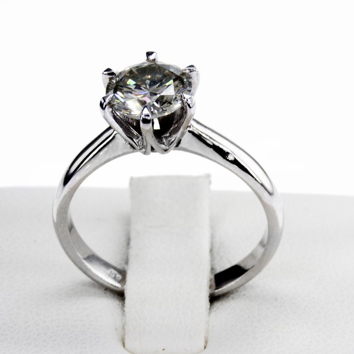 Ingen mindstepris - Forlovelsesring - 14 karat Hvidguld -  1.34ct. tw. Diamant (Natur)