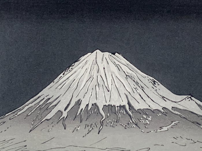 'Night View of Mt Fuji from Nihondaira' 日本平富士夜景 - From the series "Twelve Views of Japan" - Okada Koichi (1907-?) - Published by Unsodo - Japan