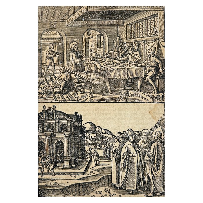 Hans Brosamer - Set of 2 Religious Woodcuts - Reformation - Ministry Of Jesus - Messiah - 1550