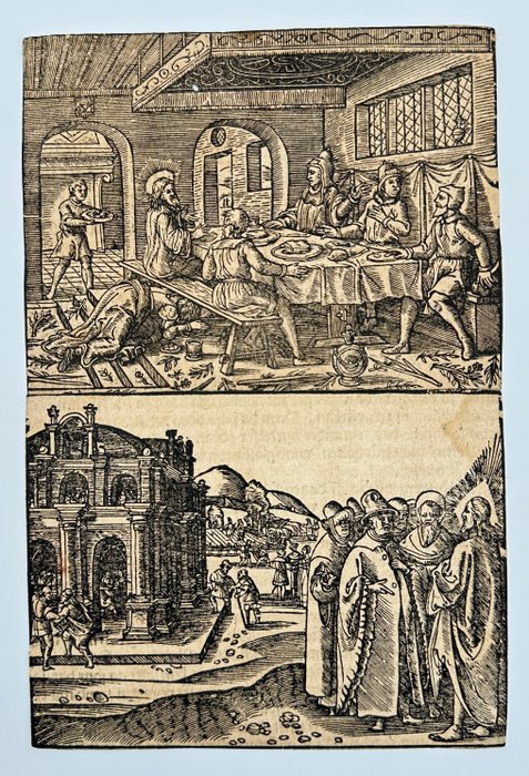 Hans Brosamer - Set of 2 Religious Woodcuts - Reformation - Ministry Of Jesus - Messiah - 1550