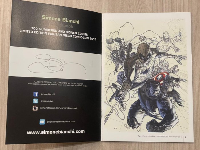 Sketchbook - Signed by Simone Bianchi San Diego Comi-Con 2018 - 1 Comic - Begrænset og nummereret udgave - 2018