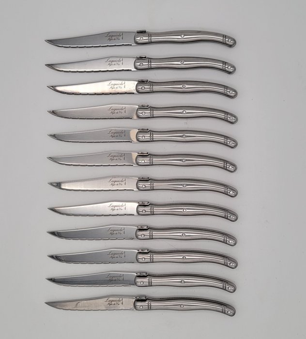 Laguiole Style de Vie - Bordknive sæt (12) - Premium Line knive - Stål - Sølv bøfknive