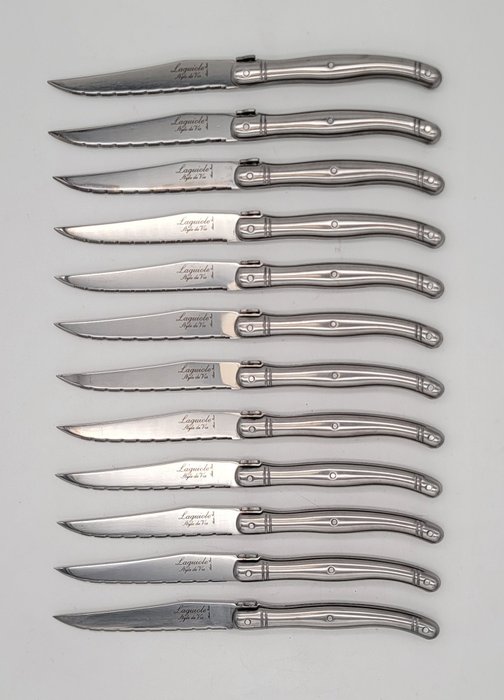 Laguiole Style de Vie - Bordknive sæt (12) - Premium Line knive - Stål - Sølv bøfknive