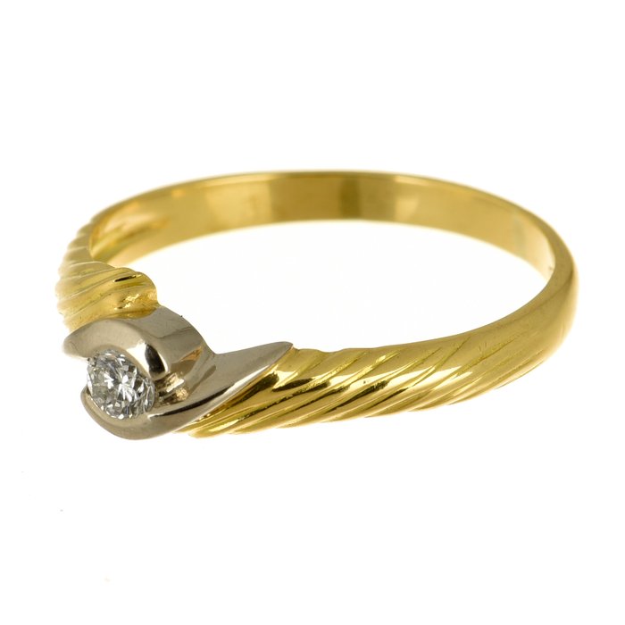 Ring - 18 kraat Gulguld Diamant (Natur)