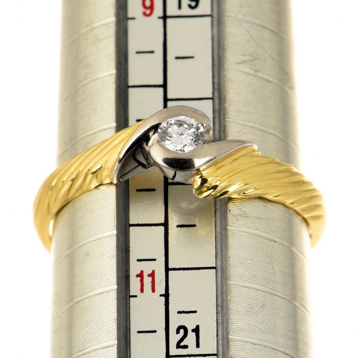 Ring - 18 kraat Gulguld Diamant (Natur)