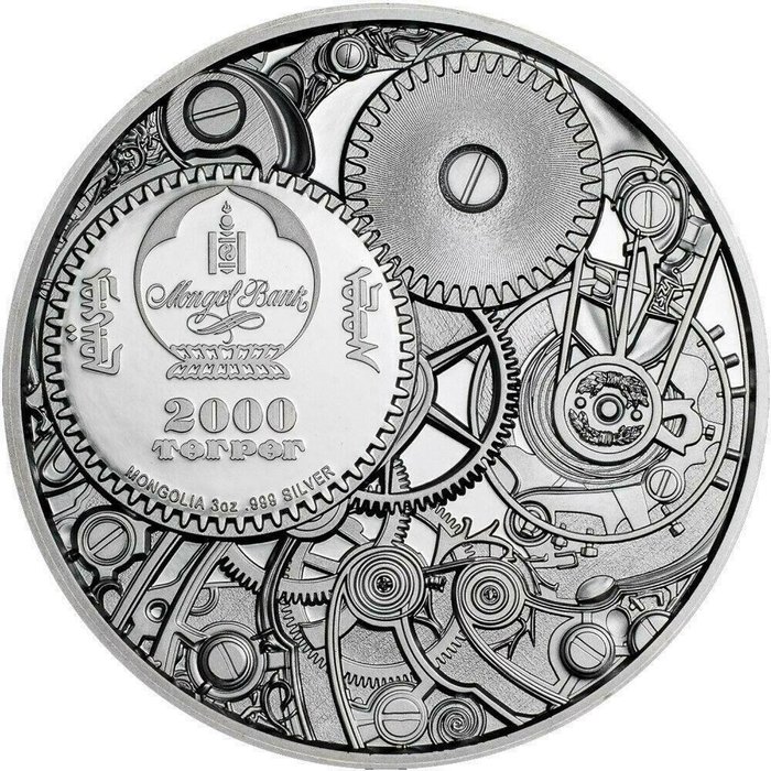 Mongoliet. 2000 Togrog 2020 Mechanical Bee - Clockwork Evolution, 3 Oz (.999)