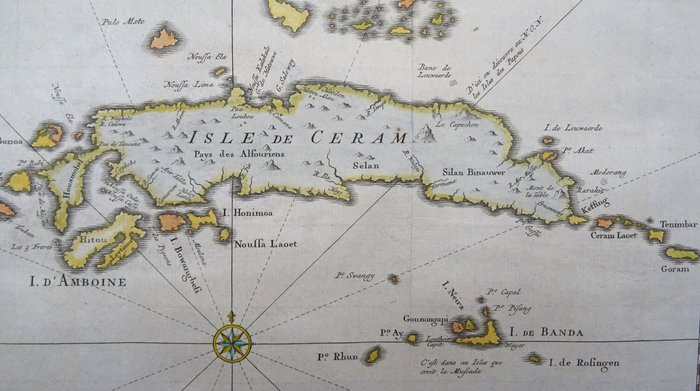 Asien - Indonesien / sydlige og nordlige molukker / Ambon / Seram / Banda; J.N. Bellin - Carte des Isles Voisines des Moluques / Kaart der Molukze Naburige Eilanden - 1751-1760