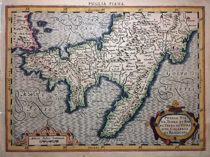 Italien - Calabrien, Basilicata, Apulien; Petrus Kaerius / J.E. Cloppenburgh - Pvglia Piana, Terra di Bari, Terra di Otranto, Calabria et Basilicata - 1632