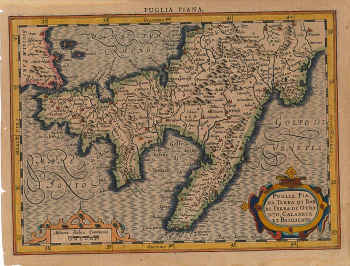 Italien - Calabrien, Basilicata, Apulien; Petrus Kaerius / J.E. Cloppenburgh - Pvglia Piana, Terra di Bari, Terra di Otranto, Calabria et Basilicata - 1632