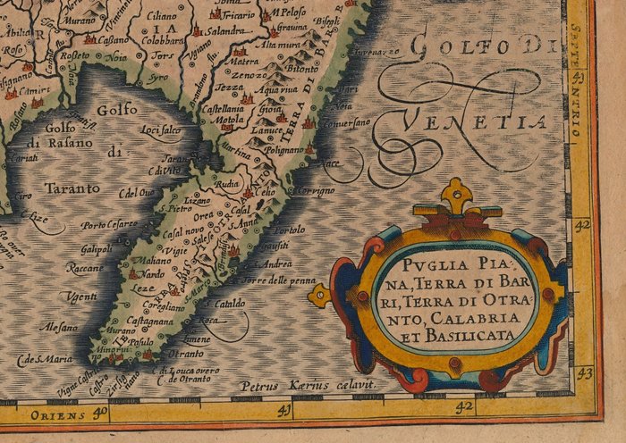 Italien - Calabrien, Basilicata, Apulien; Petrus Kaerius / J.E. Cloppenburgh - Pvglia Piana, Terra di Bari, Terra di Otranto, Calabria et Basilicata - 1632