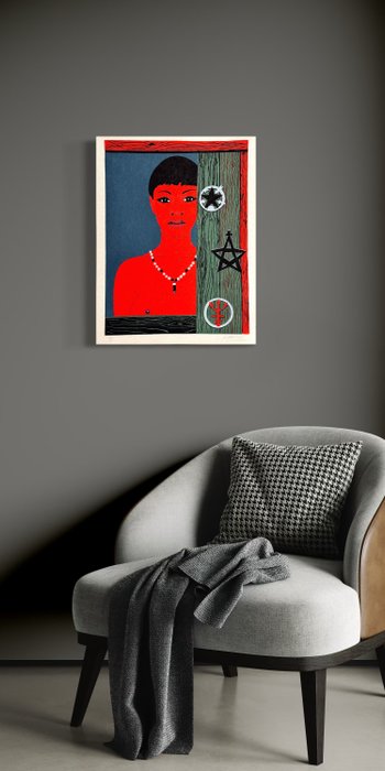 Félix Labisse (1905-1982) - “ Femme en Rouge “ magnifique lithographie sur papier japonais