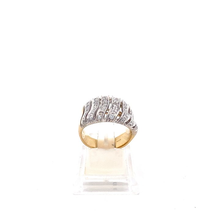 Ring - 18 kraat Gulguld, Hvidguld Diamant (Natur)