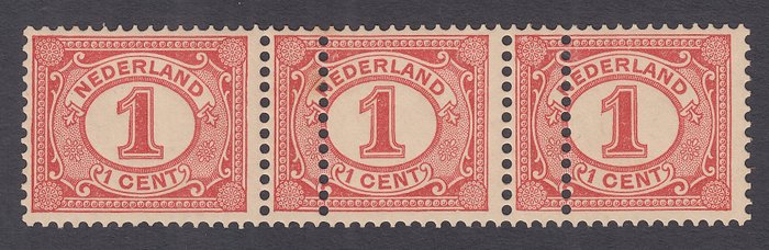 Holland 1899 - Figur, i stribe af tre med (dobbelt) fejlperforering - NVPH 51 (3x)