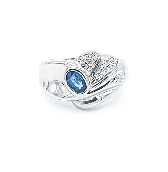 Recarlo - Ring - 18 kraat Hvidguld -  0.39ct. tw. Safir - Diamant