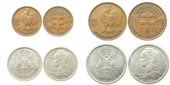 Madagaskar. Various Denominations 1943/2005 (32 coins)  (Ingen mindstepris)