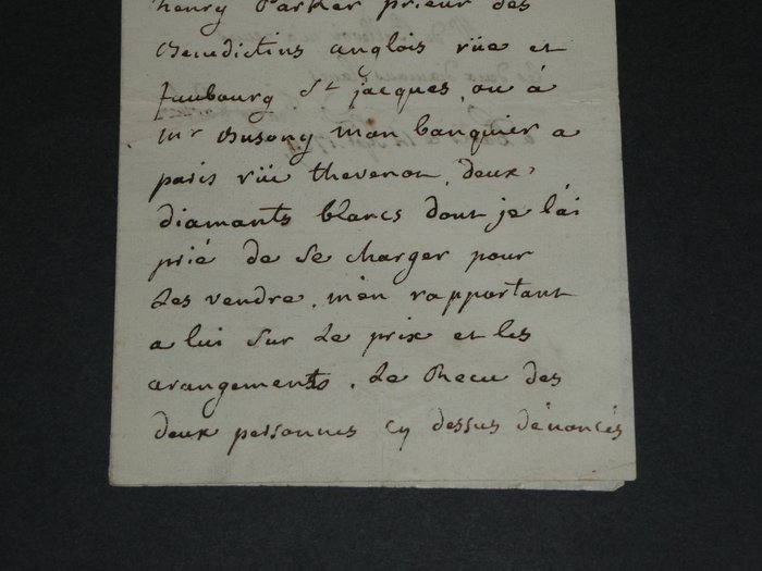 La duchesse d'Albanie - Révolution française - La royauté constitutionnelle - Pièce autographe signée concernant la vente de ses diamants - 1789