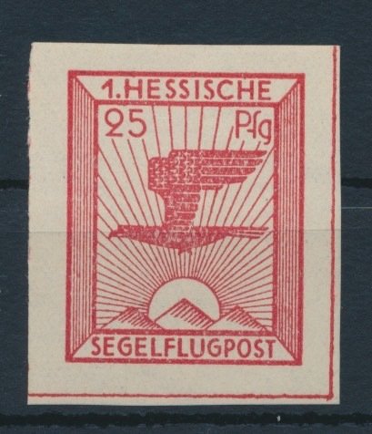 Det tyske kejserrige - Halvofficielle luftfartsfrimærker 1930 - Flystempel, 1. hessisk svæveflyverpost Herchenhain, 25 Pfennig pink, postfrisk/MNH ** - Michel Nr. 20