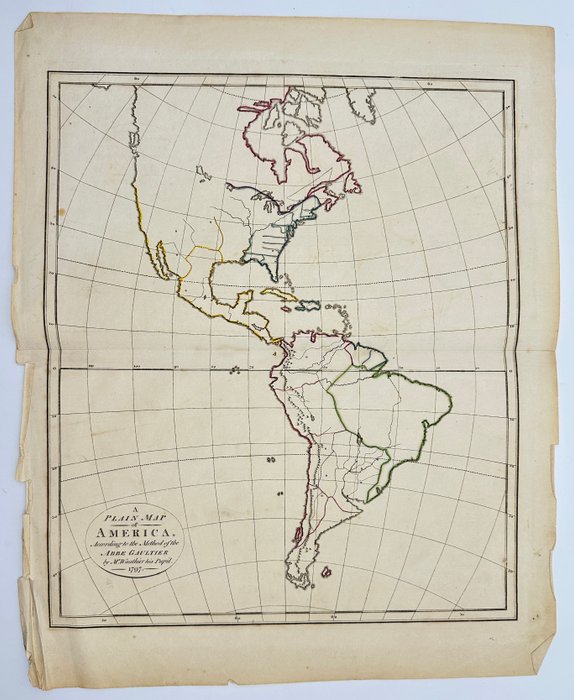 America - Nordamerika / Sydamerika / Almindelig kort over Amerika; Samuel Bentley / Richard Bentley / Abbe Gaultier - A New Map of America: according to the method of the Abbé Gaultier. - 1801-1820