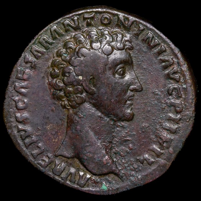 Romarriket. Marco Aurelio (César, 139-161 d.C.). Sestertius Roma - TR POT VI COS II, Virtus  (Ingen mindstepris)