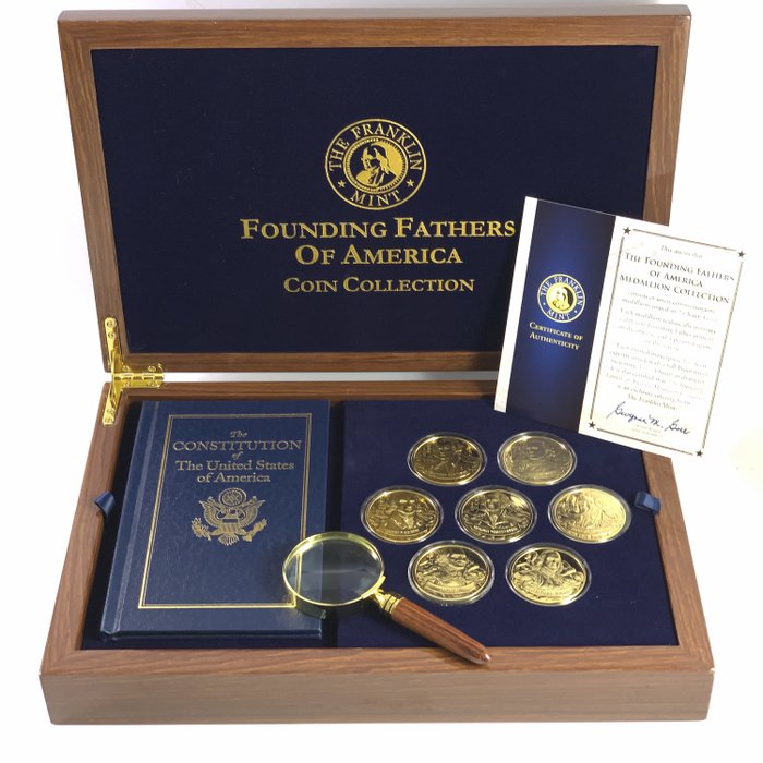 Förenta staterna. Franklin Mint - 24 Karat Gold Plated Founding Fathers of America Coin Collection