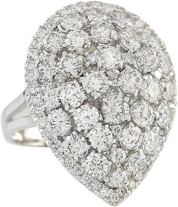 Ring - 14 karat Hvidguld -  4.35ct. tw. Diamant (Natur) - 14k ring 83 diamanter