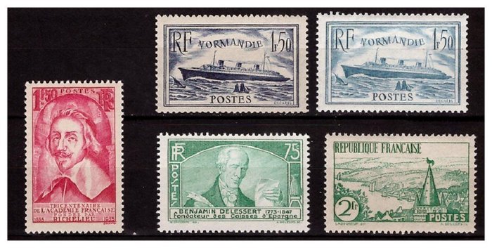 Frankrig 1935 - Hele året, inklusive Normandiet - Yvert n°299 au n°308** 1er choix MNH