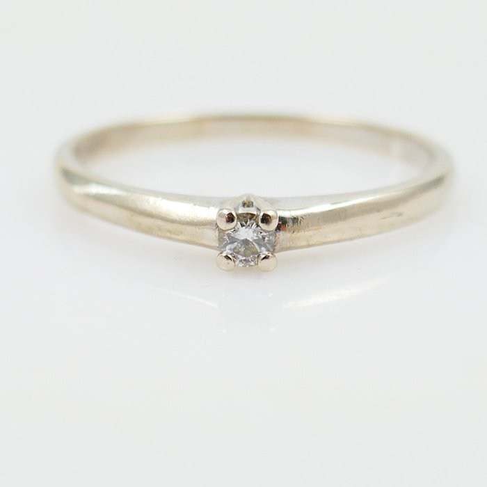 Ingen mindstepris - Ring - 14 karat Hvidguld -  0.05ct. tw. Diamant (Natur)