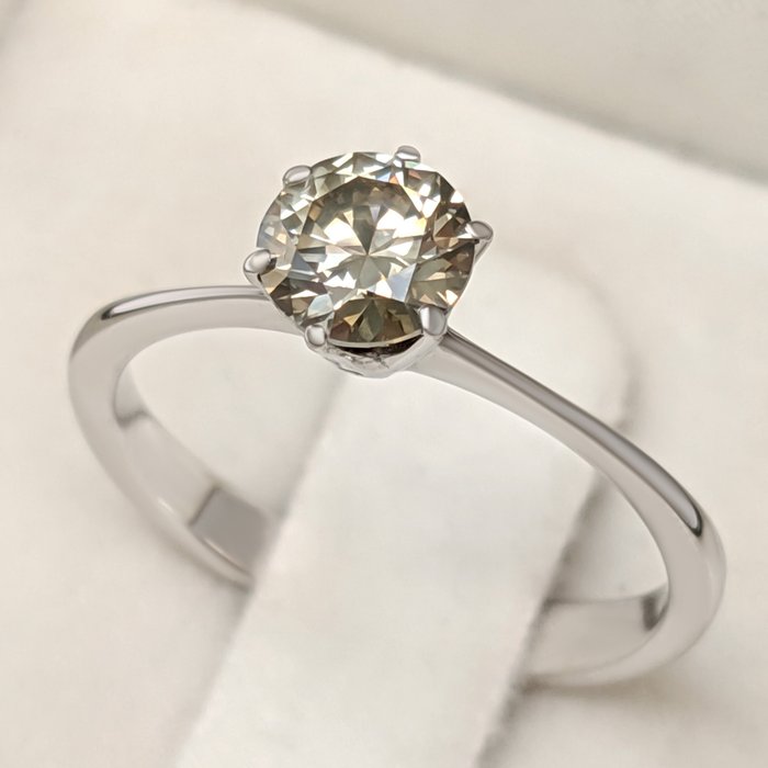 Ingen mindstepris - Ring - 14 karat Hvidguld -  0.69ct. tw. Grå Diamant (Naturfarvet) - GWLab