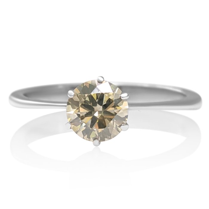 Ingen mindstepris - Ring - 14 karat Hvidguld -  0.69ct. tw. Grå Diamant (Naturfarvet) - GWLab