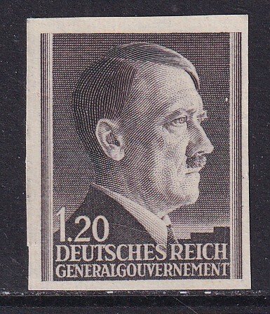 Generalgouvernement 1942 - Uperforeret spørgsmål Adolf Hitler. CERTIFIKAT: R.Brunel. - Michel: 87 U