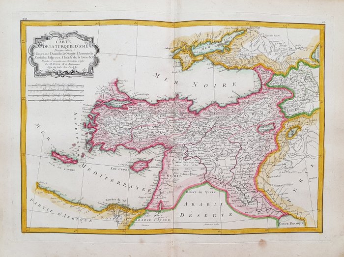 Asien - Tyrkiet i Asien / Cypern / Armenien / Aserbajdsjan / Georgien / Ankara; G Rizzi Zannoni / Janvier / Lattre - Carte de la Turquie d'Asie contenant l'Anatolie la Georgie l'Armenie le Curdistan - 1761-1780