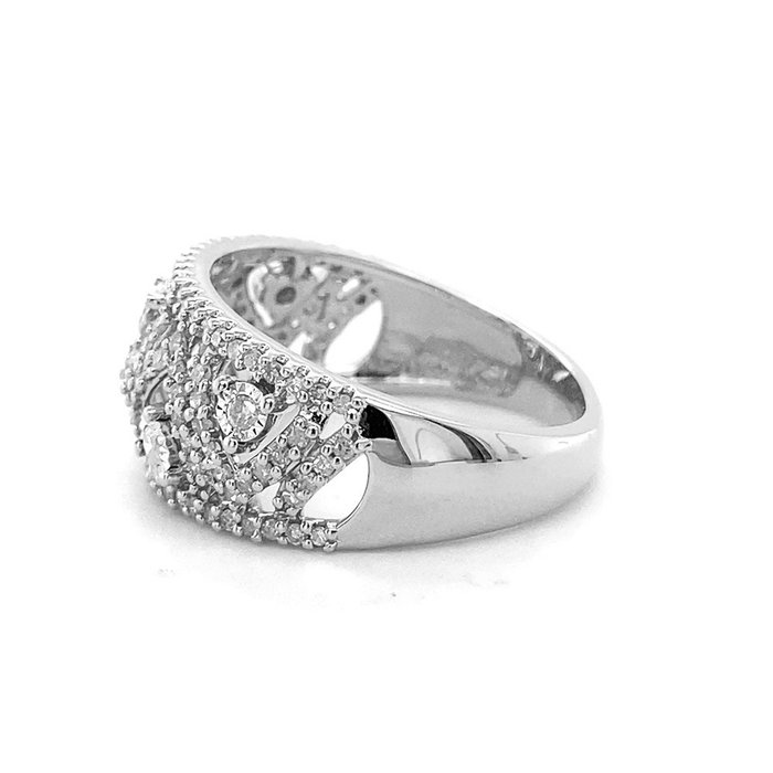 Ring - 14 karat Hvidguld -  0.59ct. tw. Diamant (Natur)