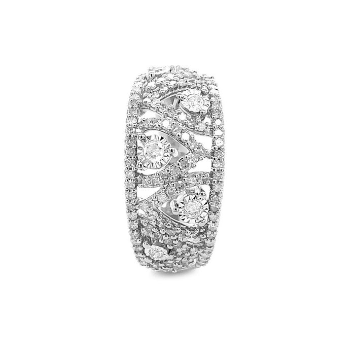 Ring - 14 karat Hvidguld -  0.59ct. tw. Diamant (Natur)