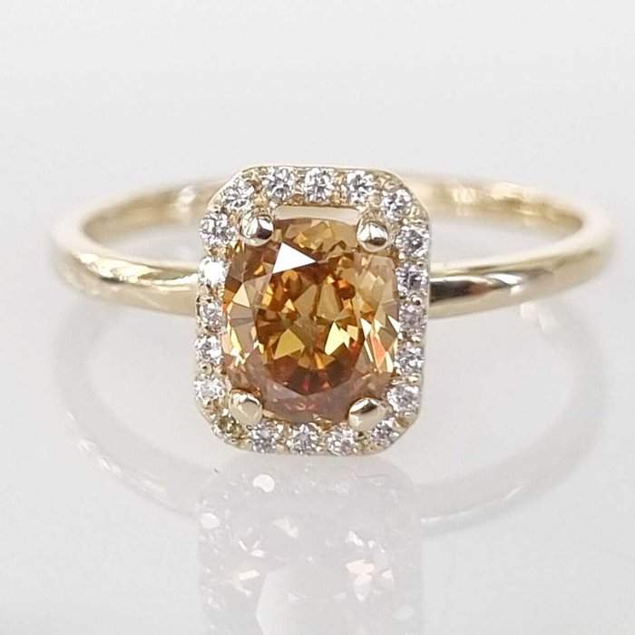 Cocktailring - 14 karat Gulguld -  0.85ct. tw. Gul Diamant (Naturfarvet)